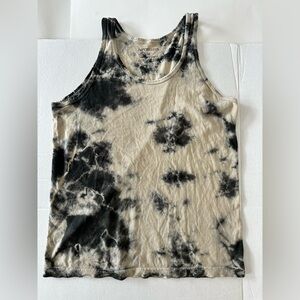 Paperbacks Black and Cream Tie-Dye Tank Top, 100% Cotton, Men’s Medium
